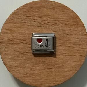 I ❤️ Bowling Italian Charm Bracelet Link